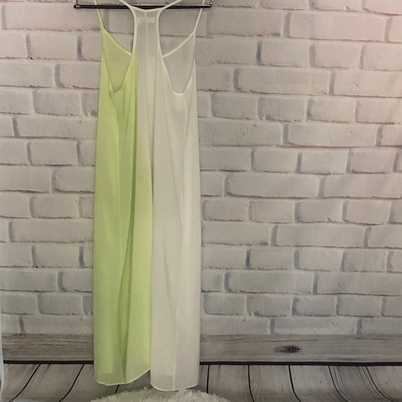 LACAUSA Rayon Racerback Slip Dress. White and Green.  NWT Size Medium - Picture 7 of 11